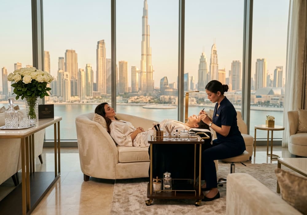 Ultra-luxurious in-suite lash and beauty concierge service in a five-star Dubai hotel penthouse